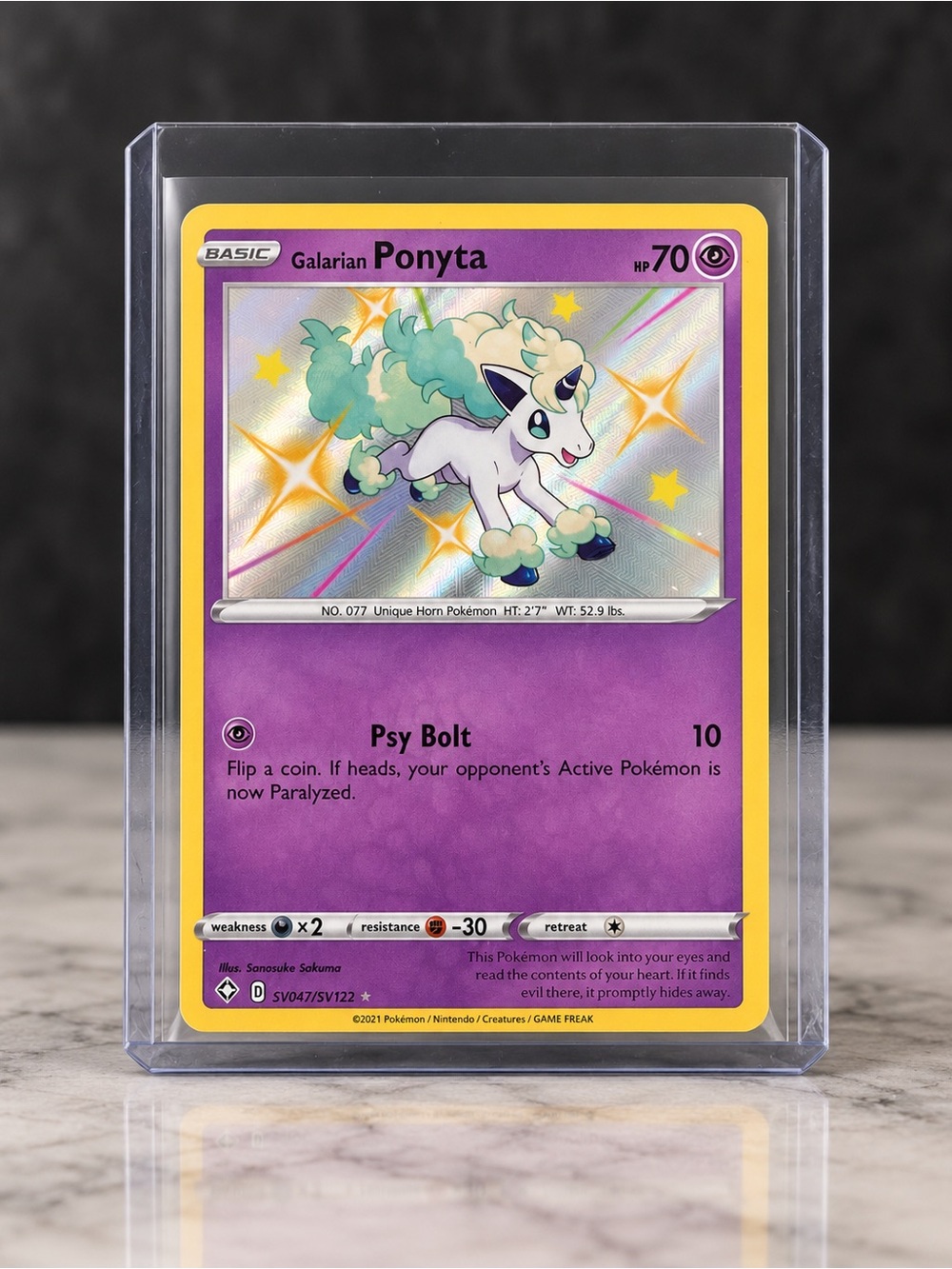 Pokémon Galarian Ponyta SV047/SV122 Shining Fates Shiny Holo Rare